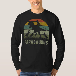 Papa Dinosaurus T Rex Papasaurus 4 kinder Familie T-shirt