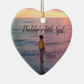 Papa Dochter Memory Aangepast fotohart Keramisch Ornament (Rechts)
