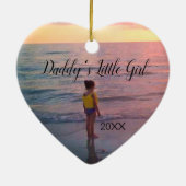 Papa Dochter Memory Aangepast fotohart Keramisch Ornament (Achterkant)