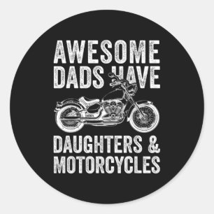 Papa Dochters Motorfiets Papa Ronde Sticker