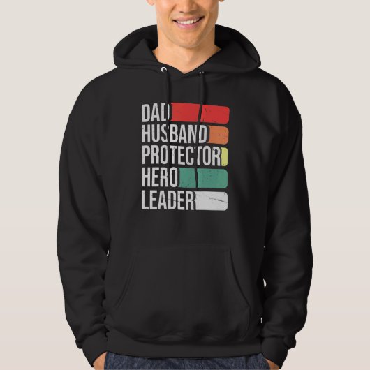 Papa Echtgenoot Protector Hero Leader Hoodie (Voorkant)