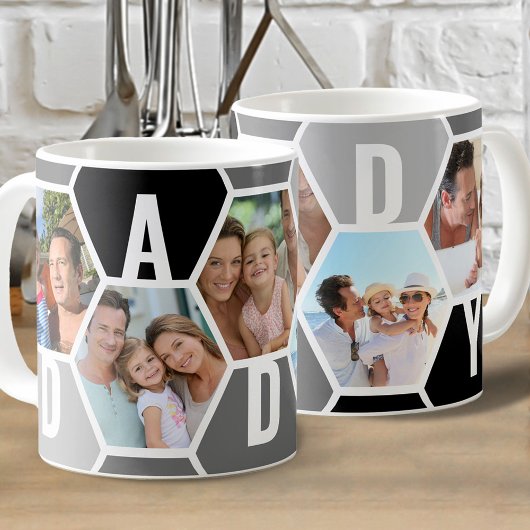Papa Editable 5 Foto 5 Letter Honeycomb Koffiemok