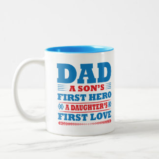 Papa een zoons eerste held een dochters eerste lie tweekleurige koffiemok