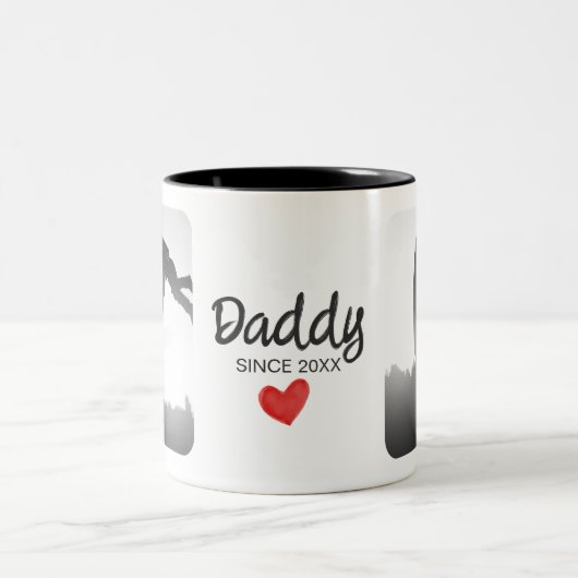 Papa, eerste vaders dag, eerste gelukkige vader tweekleurige koffiemok (Center)