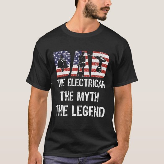 Papa Electrice Myth Legend Amerikaanse Vlag Vader T-shirt (Voorkant)