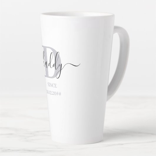 Papa Elegant Script Papa Monogram Silver Grey Latte Mok (Rechterhoek)