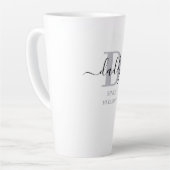 Papa Elegant Script Papa Monogram Silver Grey Latte Mok (Linkerhoek)