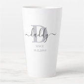 Papa Elegant Script Papa Monogram Silver Grey Latte Mok (Voorkant)