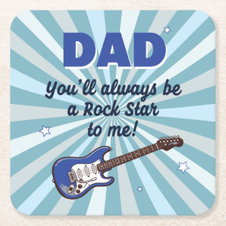 Papa Elektrische Gitaar Rockster Cool Blauw Kartonnen Onderzetters