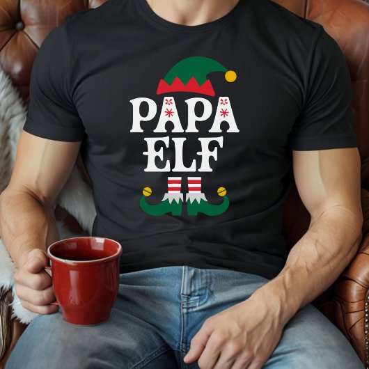 Papa Elf Grappig Familie Kerstmis Matching T-shirt