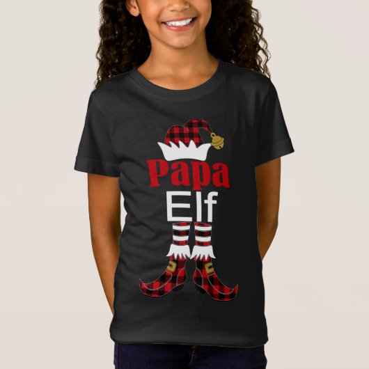 Papa Elf met kerstbuffels en wedstrijdfamilie T-shirt (Voorkant)