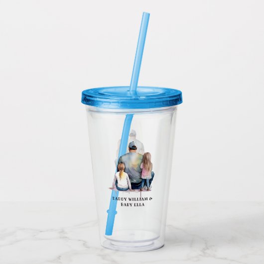 Papa en aughters op maat (9) acryl drinkbeker (Achterkant)