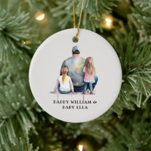 Papa en aughters op maat (9) keramisch ornament