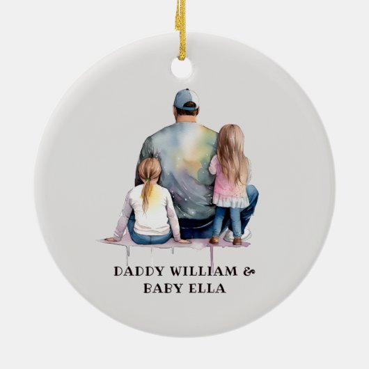 Papa en aughters op maat (9) keramisch ornament (Achterkant)