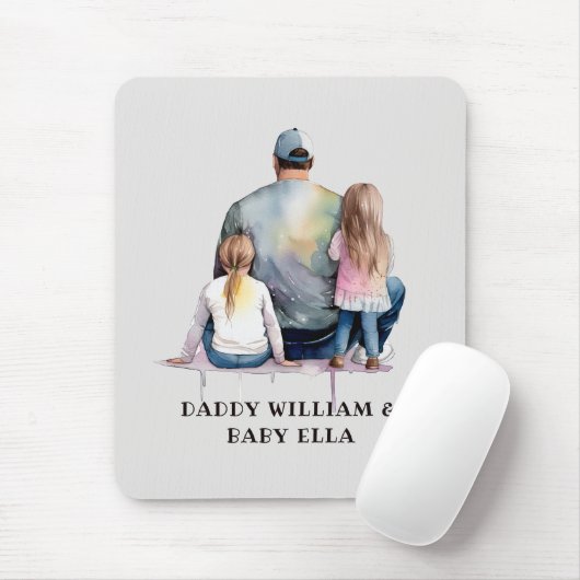 Papa en aughters op maat (9) muismat (Met muis)
