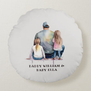 Papa en aughters op maat (9) rond kussen