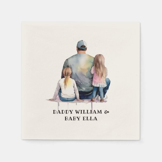 Papa en aughters op maat (9) servet (Voorkant)