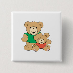 Papa en baby berenjongen vierkante button 5,1 cm