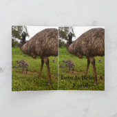 Papa en Baby Emu Chicks, Verjaardag Wenskaart. Kaart (Binnen)