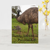 Papa en Baby Emu Chicks, Verjaardags Liefde Kaart. Kaart (Gele Bloem)