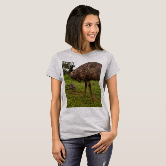 Papa en Baby Emus gaan een loopje maken. T-shirt (Voorkant volledig)