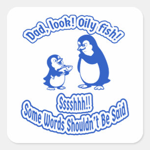 Papa en Baby Pinguïn Grappige Oliegrap Cute Dier Vierkante Sticker