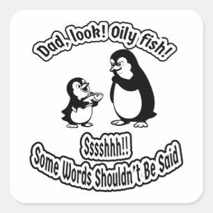 Papa en Baby Pinguïn Grappige Oliegrap Cute Dier Vierkante Sticker