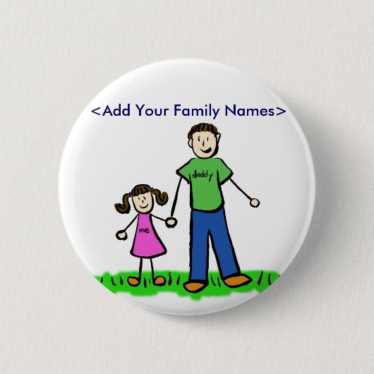 Papa en dochter Familie Gepersonaliseerde Naam But Ronde Button 5,7 Cm (Voorkant)
