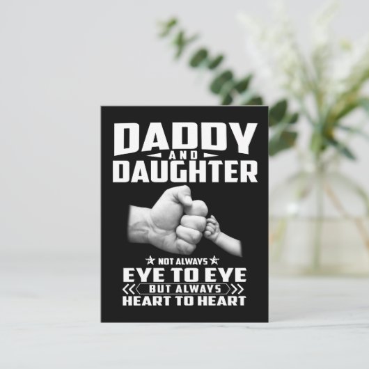 Papa en dochter hebben niet altijd oog voor oog, m bedankkaart (Staand voorkant)