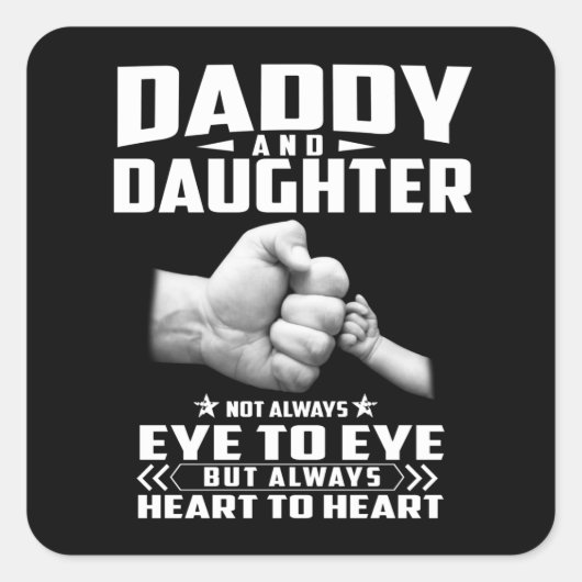 Papa en dochter hebben niet altijd oog voor oog, m vierkante sticker (Voorkant)