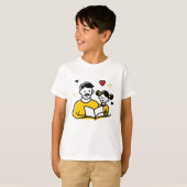 Papa en dochter lezen hart Vaderdag T-shirt (Voorkant volledig)