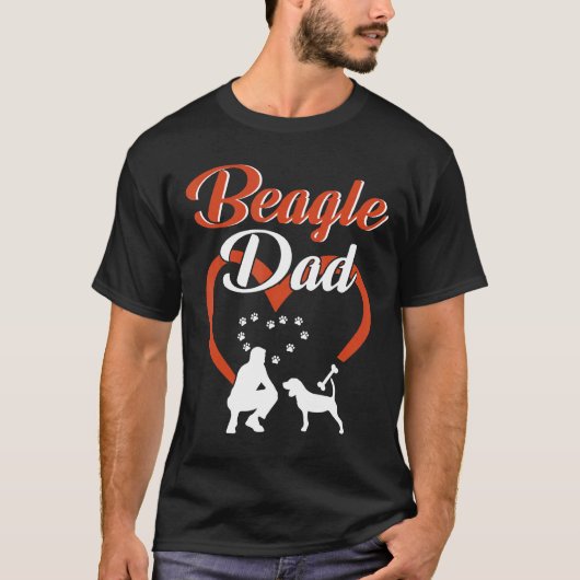 Papa en hond in groot hart gelukkig vader dag word t-shirt (Voorkant)