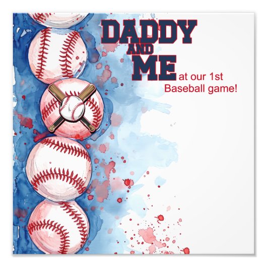 Papa en ik foto Mount, honkbalspel met papa Foto Afdruk (Voorkant)