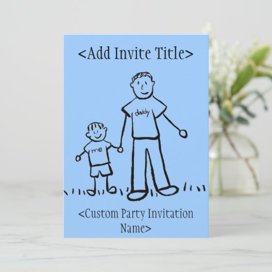 "Papa en ik" Kleine Jongen Uitnodiging of nodigt (Staand voorkant)
