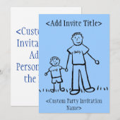 "Papa en ik" Kleine Jongen Uitnodiging of nodigt (Voorkant / Achterkant)