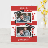 Papa en ik rood-wit foto kaart (Gele Bloem)