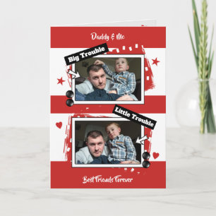Papa en ik rood-wit foto kaart