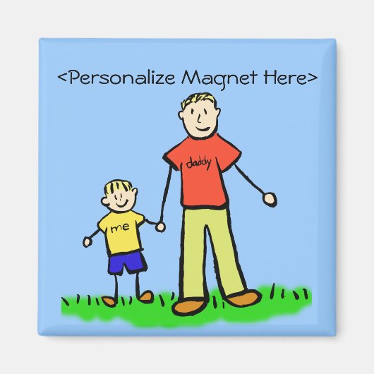 Papa en ik - Vader en Zoon Douane Magnet (blond) (Voorkant)