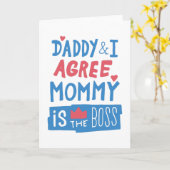 Papa en ik zijn het erover eens dat mama de baas i kaart (Gele Bloem)