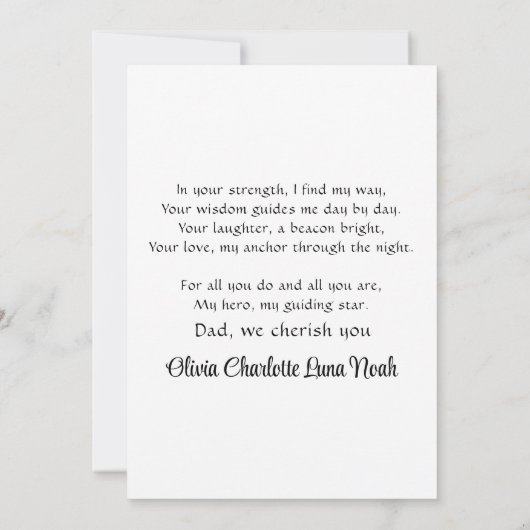 Papa en Kind Fietsen op een Floral Path Waterverf Feestdagenkaart (Achterkant)