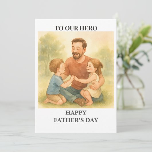 Papa en Kinder - Vaderdag Kaart (Staand voorkant)