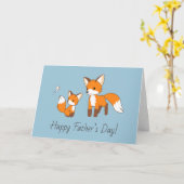Papa en Kit Fox Vaderdag Blauw Blank Kaart (Gele Bloem)