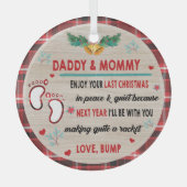 Papa en mama genieten van jullie laatste kerst glas ornament (Voorkant)