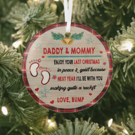 Papa en mama genieten van jullie laatste kerst glas ornament