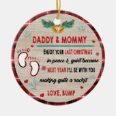 Papa en mama genieten van jullie laatste kerst keramisch ornament (Voorkant)
