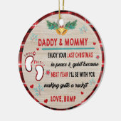 Papa en mama genieten van jullie laatste kerst keramisch ornament (Links)
