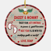 Papa en mama genieten van jullie laatste kerst keramisch ornament (Achterkant)