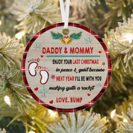 Papa en mama genieten van jullie laatste kerst metalen ornament