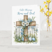 Papa en mama Paaskruis Witte hek bloemen Kaart (Gele Bloem)