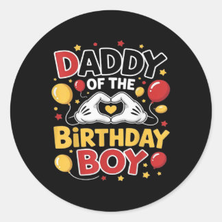 Papa en mama papa van de verjaardag jongen matchin ronde sticker